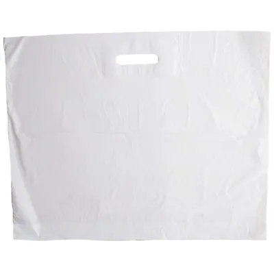 £11.95 • Buy 100 X Strong LARGE WHITE Patch Handle  22  X 18  + 3 Carrier Retail Plastic Bags