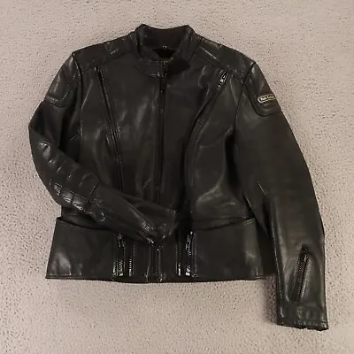 VINTAGE Hein Gericke Jacket Mens 38 Black Leather Vented Zip Pockets Motorcycle • $179.98