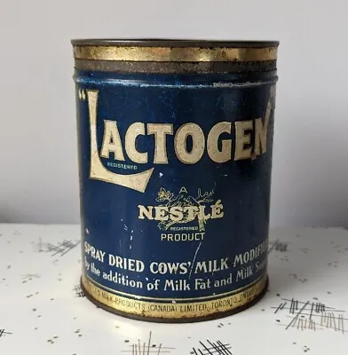 Nestle Lactogen Spray Dried Powdered Milk Vintage Advertising Tin Canada Decor • $24.99