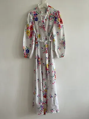 £18 • Buy Vintage 60s 70s Lounge Robe Wrap Dress Dressing Gown Floral Psychedlic Frills