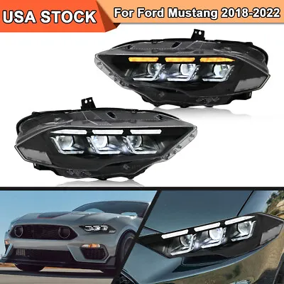 Pair LED Headlights For Ford Mustang 2018-2023 Sequential Turn Signal Assembly • $699