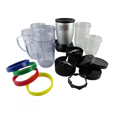 Magic Bullet MB1001c Personal Blender 17 Piece Set Color Rings Mugs Strainers • $24.99