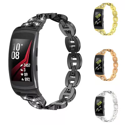 Stainless Steel Fashion Diamond Straps For Samsung Gear Fit2 Pro SM-R360 Band • $19.13