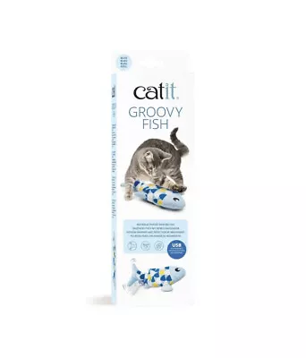 Catit Groovy Fish Cat Toy Motion Activated With Catnip Blue Gift New • $14.99