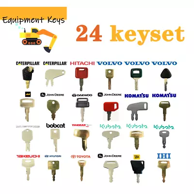 $17.99 • Buy 24 Keys Heavy Equipment Construction Machines Ignition Volvo Cat JCB Case Kubota