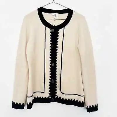 Milly Of New York Cardigan Women's Size Small Cream Wool Knit Button Up • $20
