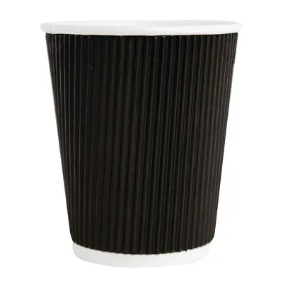 500X 8 Oz Ecowise Black Kraft Coffee Cups Disposable • £40