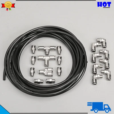 $64.99 • Buy Black Vacuum Boost Line Performance Push-Connect Swivel Fittings Kit 1/8NPT