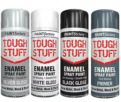 £7.99 • Buy Tough Stuff Enamel Spray Paint White Silver & Black  Radiator Metal Wood Plastic