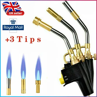 Professional Propane Mapp Blow Torch Welding Soldering Gas Plumbing Kit + 3 TIPS • £25.98