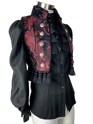 Shrine Vintage Gothic Costume Gypsy Red Black Tapestry Matador Toreador Vest  • $79.99