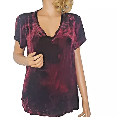 BELLA DAHL USA Dusty Rose Velvet Ombre Viscose/Silk T Shirt Blouse Hi/Lo Lg • £25.91