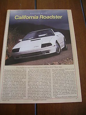 1988 Mazda Rx-7 Racing Beat California Roadster Rx7  ***original Article*** • $11.95