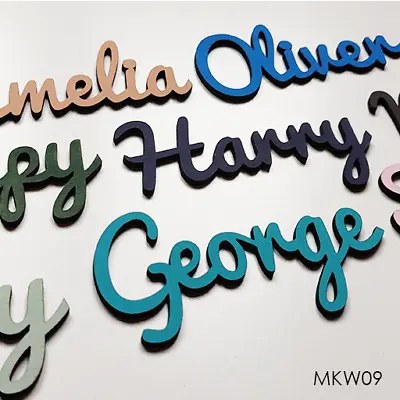 Personalised Wooden Script Name Plaque Signcrafts Mdf Letters Painted/unpainted • £29