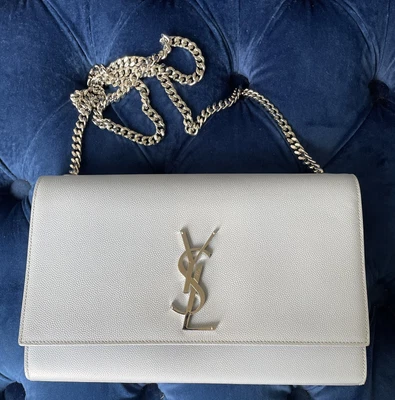 $980 • Buy Authentic Saint Laurent Ysl Cross Body , Shoulder Or Cluch Bag. In Pale Blue.