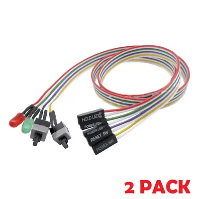 2PCS PC Case Motherboard 2x ATX Power Switch Reset Button ON/OFF Cable 2x LED 25 • $9.39