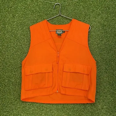 Vintage Cabela’s Orange Fleece Puffer Vest Hi Viz Hunting Mens Size Large L • $19.99