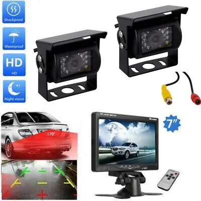 Car Reversing Camera & 7  LCD Monitor For Truck Bus Van Rear View Kit 12V-24V • £46.54