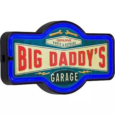 Big Daddy's Garage LED Neon Sign Retro Home Decor (17” X 9.5” X 2”) • $39.99