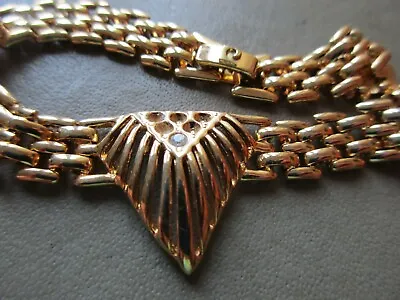 Pretty Vintage Pierre Cardin Signed Gold Tone Crystal Gate Bracelet For Repair • $40.44