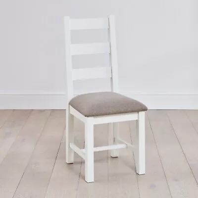 2 X Cheshire White Painted Ladder Back Dining Chairs-SLIGHT SECOND-CW49X2-F873 • £179