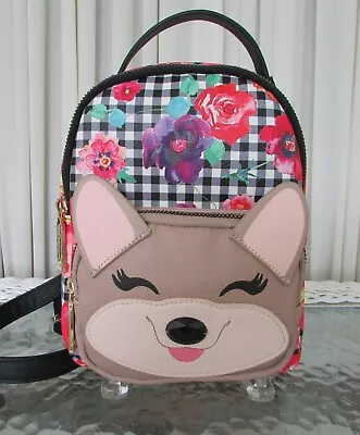 Betsey Johnson Floral Corgi Mini Backpack Kitsch Dog NWT • $54.95