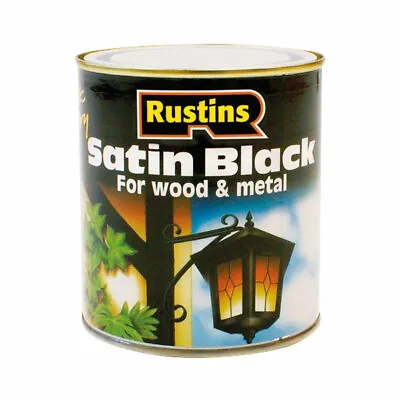 Rustins - Quick Dry Satin Black Paint Wood & Metal - 250ML / 500ML / 1L • £7.89