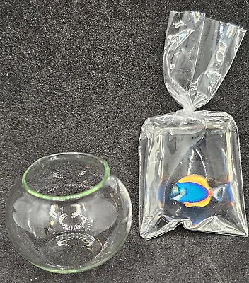 Miniature Dollhouse Empty Fish Bowl & Blue Fish In Bag Decor Prop 1: 12 . • $16.49