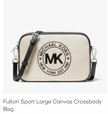 MICHAEL MICHAEL KORS Fulton Sport Large Canvas Crossbody Bag - Black & White • $130