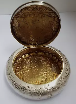 Stunning Lovely Heavy Decorative Antique 1896 Solid Sterling Silver Tobacco Box • $0.01