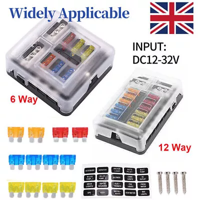 £10.44 • Buy Fuse Box Block 6-12Way Blade Auto Marine Fuse Box Holder 12V Bus Bar Car Kit UK