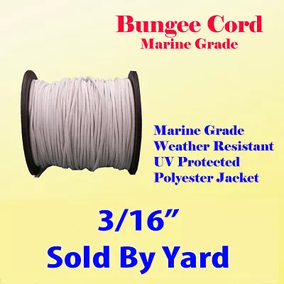 3/16  X  Sold By Yards Premium Marine Grade Bungee Shock Stretch Cord UV White • $2.25