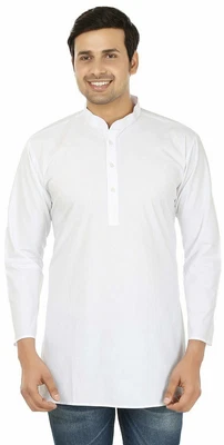£17.99 • Buy White Cotton Short Mens Kurta Shirt Indian Clothing Fashion Cotton India Dress