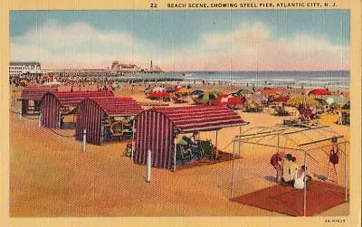 Postcard Beach Scene Showing Steel Pier Atlantic City NJ • $16.03