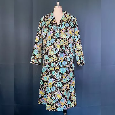 Vintage 70s Lord & Taylor Psychedelic Floral Skirt Suit Set • $49.99