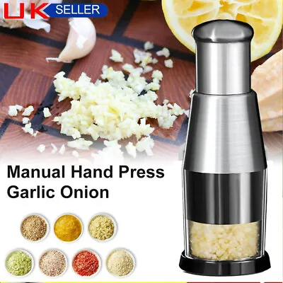 Manual Hand Press Garlic Onion Chopper Vegetable Food Chopper Processor Dicer UK • £8.59