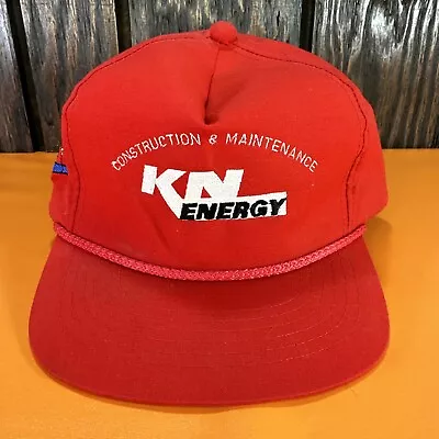 Vintage KN Energy Construction Hat Snapback Ball Cap 80s 90s Red Rope Vtg Work • $10