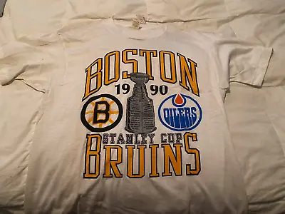 Vintage Boston Bruins - Edmonton Oilers 1990 Stanley Cup Finals Shirt Kids Large • $35