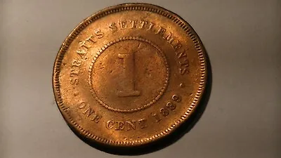 1889 Straits Settlements 1 Cent Coin British Malaysia Queen Victoria • $6.95