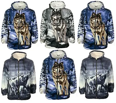 Mens Womens Hooded Fur Sherpa Fleece Animal Print Jacket Thermal EXTRA Thick Wrm • £24.99