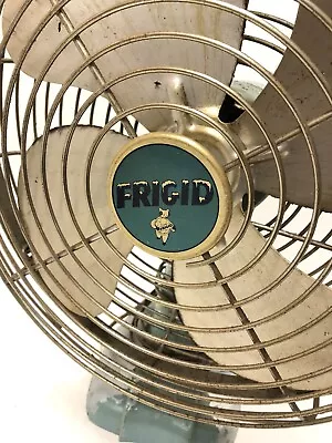 Vintage Frigid Blue Table Fan Oscillating W/ Polar Bear Logo Teal Parts Repair • $14.99