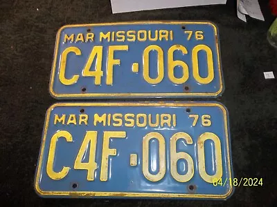 Nice Pair 1976 Missouri License Plate Car Automobile • $49.99