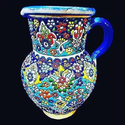 Hand Painted Enamel On Clay Mina Kari Pitcher • $207.56