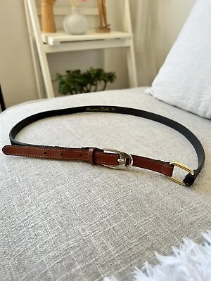 Massimo Dutti Leather Belt Cowhide Hair Fur Black Brown Size S 70 Italy Like New • $59