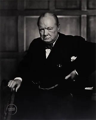 1941 Vintage Yousuf Karsh Photo Print Portrait Winston Churchill Engraving 13x15 • $101.13
