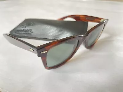 1980's VINTAGE B&L RAY-BAN L2052  TORTOISESHELL G15 UV WAYFARERS 5022 SUNGLASSES • £150