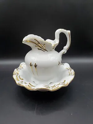 Vintage Andrea Sadek Gold Detail Creamer Pitcher Base Japan White Porcelain 1918 • $12.99
