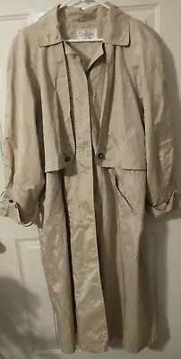 Lifestyles By Mulberry Street Raincoat Trench Women's 14 Beige Lined Long • $30