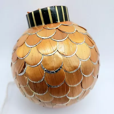 $13.04 • Buy VTG Pier 1 Christmas Ornament Wooden & Foil Scales Feathers NOS Pretty!