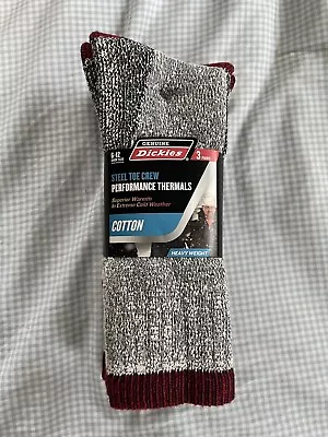 NEW Dickies 3pr Steel Toe Plad Cotton Heavy Thermal Crew Socks SZ 6-12 • $14.99